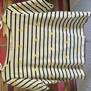 Madewell Black and White Striped Tee with Yellow Accents